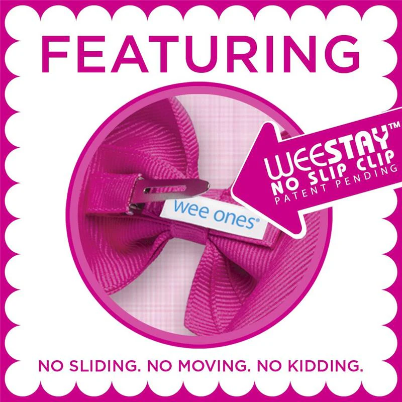Wee Ones - Girls' Plain Wrap Classic Grosgrain Hair Bows on a WeeStay No-Slip Hair Clip, Hot Pink - Image 2