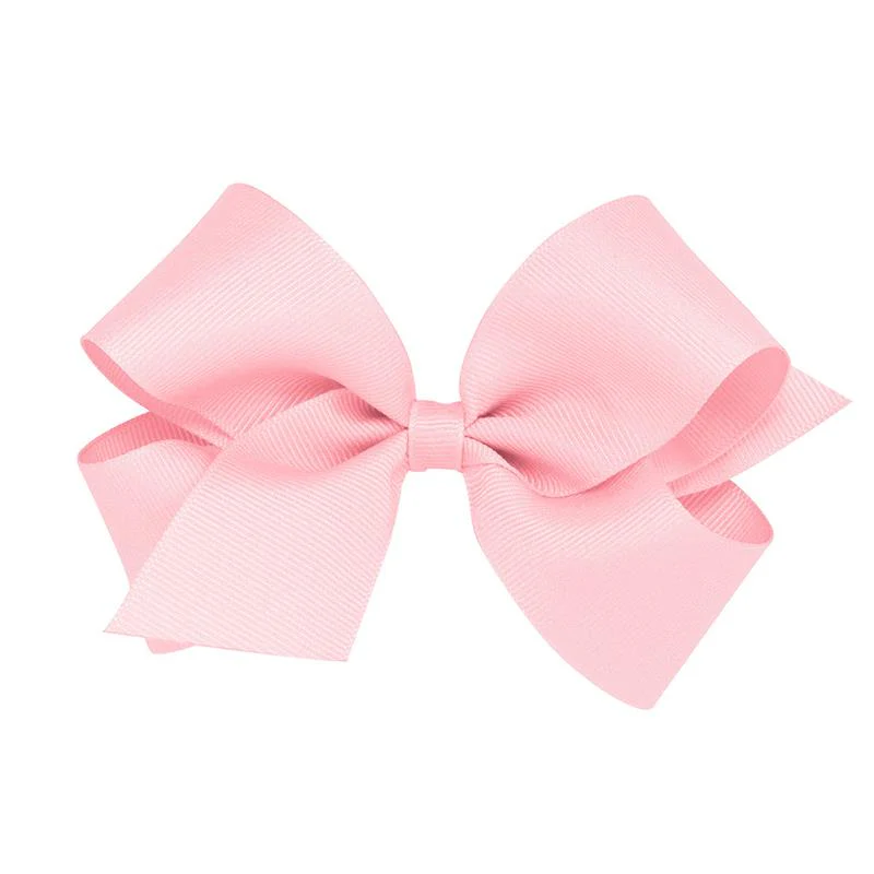 Wee Ones - Girls' Plain Wrap Classic Grosgrain Hair Bows on a WeeStay No-Slip Hair Clip, Pink