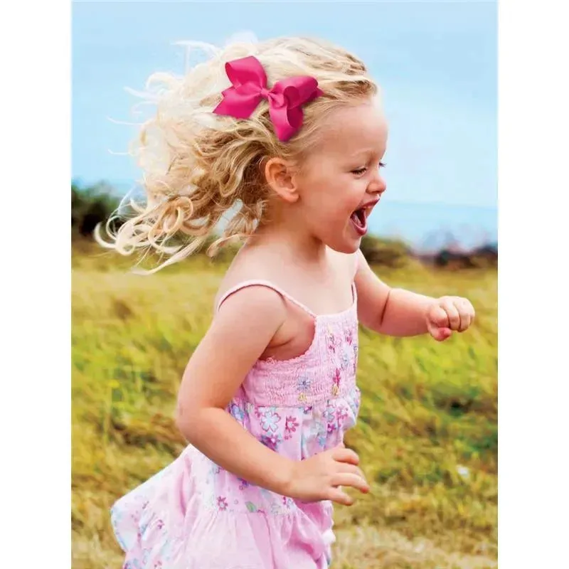Wee Ones - Girls' Two-Pack of Grosgrain Bows with Scalloped Edge, Mini, White/Pink - Image 4