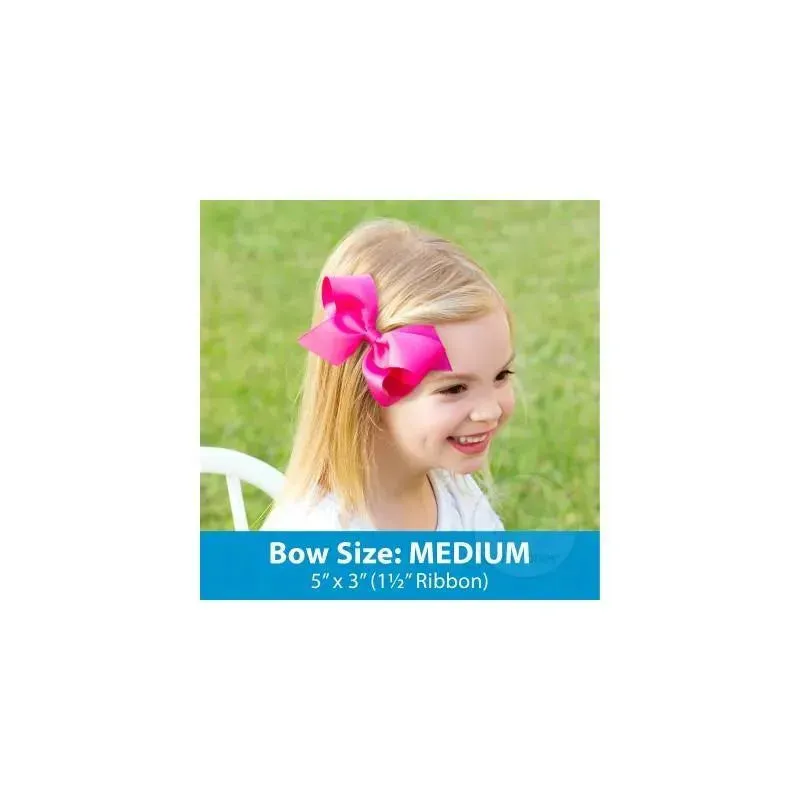 Wee Ones Medium Classic Grosgrain Bow On Matching Headband, Delphinium - Image 2