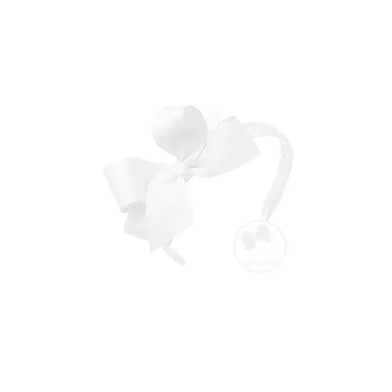 Wee Ones Medium Classic Grosgrain Bow On Matching Headband, White - Image 6