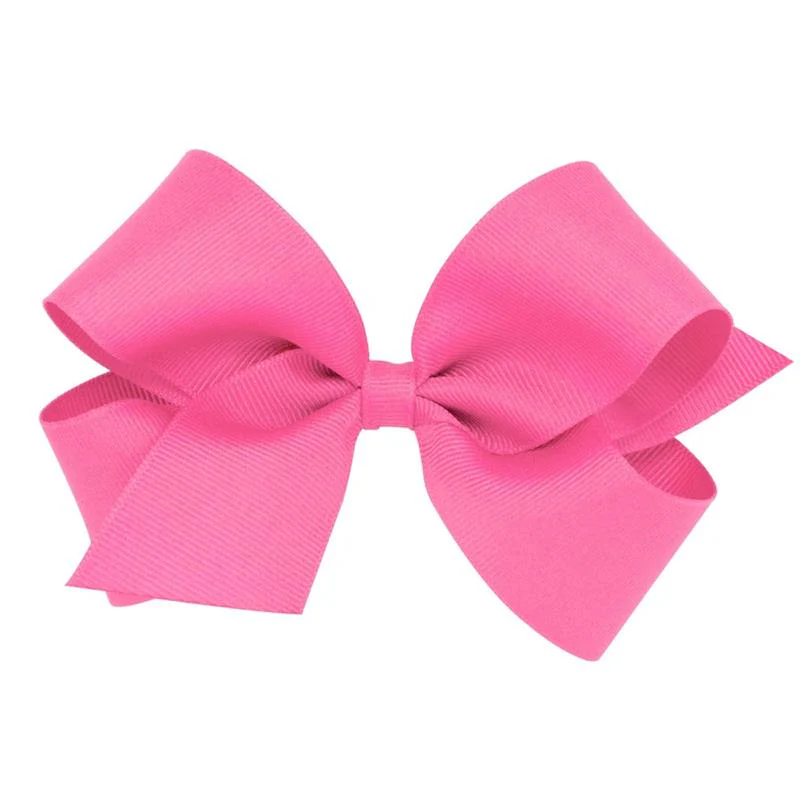 Wee Ones - Medium Grosgrain Hair Bow on a WeeStay Clip, Hot Pink
