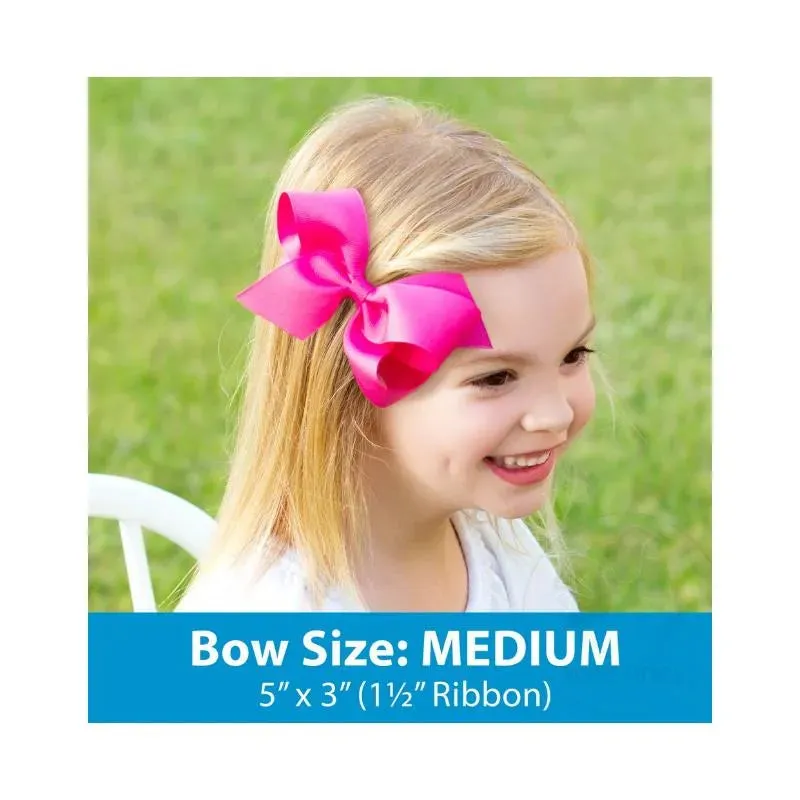 Wee Ones - Medium Organza and Grosgrain Overlay Hair Bow, Black - Image 2