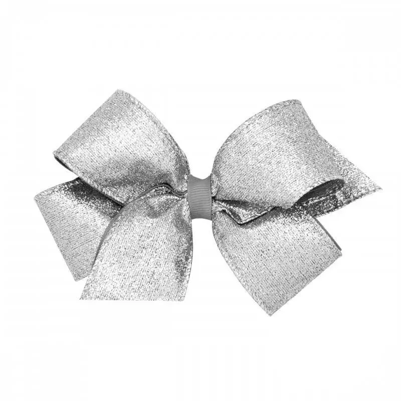Wee Ones Medium Party Glitter Bow - Silver