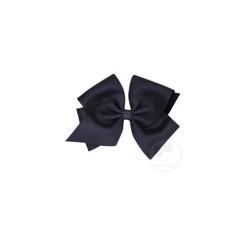 Wee Ones Mini King Classic Grosgrain Hair Bow, Size 5.25 X 3.5 (2 1/4 Ribbon), Navy