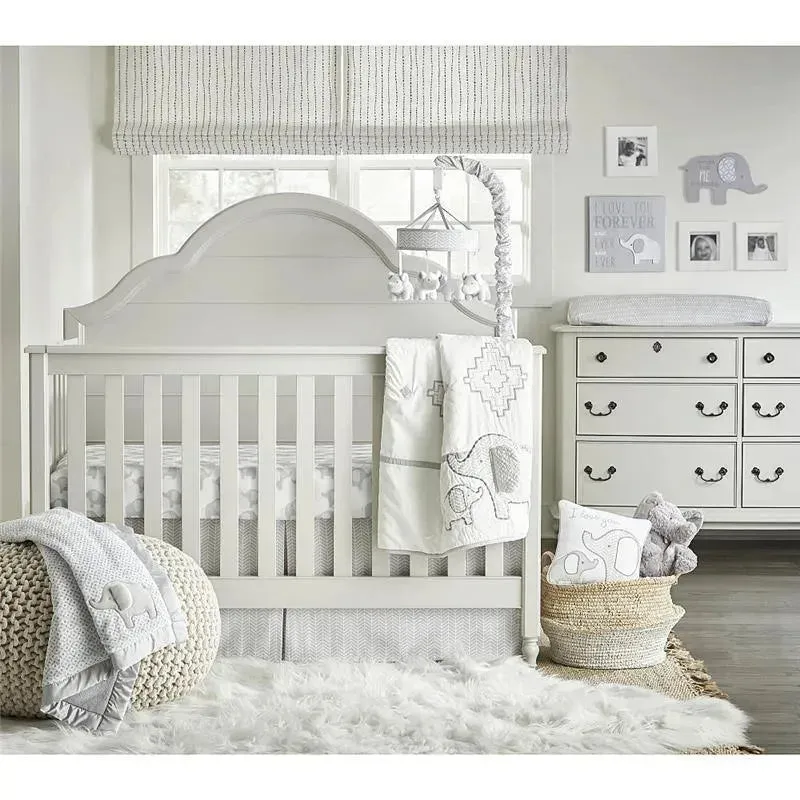 Wendy Bellissimo Hudson Elephant Reversible Quilt, Grey/White - Image 3