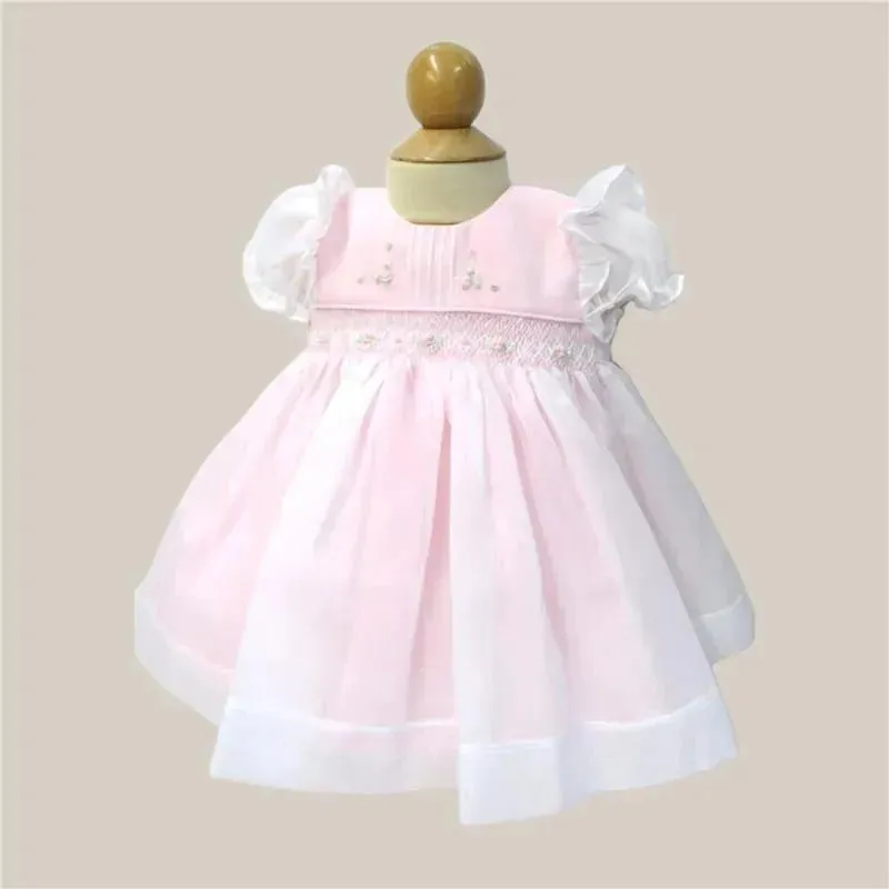 Will' Beth - Baby Flower Smocked Dress, Pink