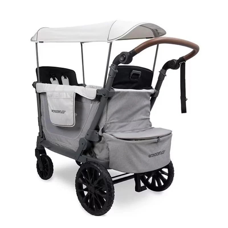 Wonderfold - L2 Double 2-Seater Stroller Wagon, Grey - Image 4