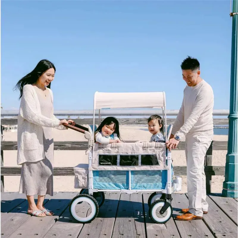 WonderFold - Volkswagon Special Edition Double Stroller Wagon (2 Seater), Bondi Blue - Image 5