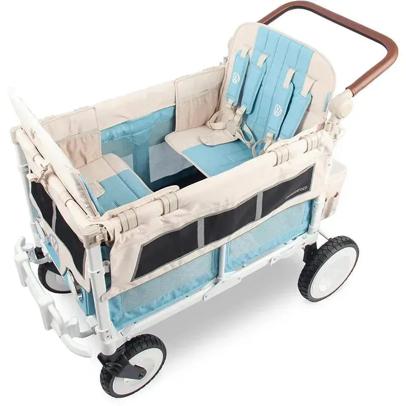 WonderFold - Volkswagon Special Edition Double Stroller Wagon (4 Seater), Bondi Blue - Image 4