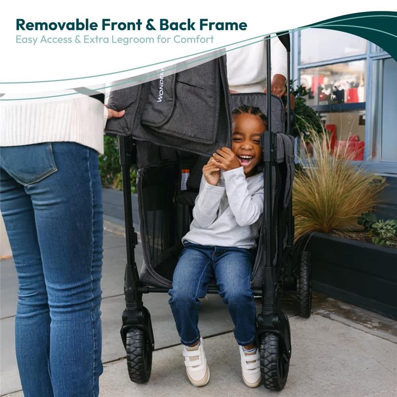 Wonderfold - W2 Luxe Pro Double Stroller For 2 kids, Charcoal Gray - Image 3