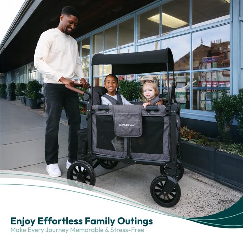 Wonderfold - W2 Luxe Pro Double Stroller For 2 kids, Charcoal Gray - Image 4