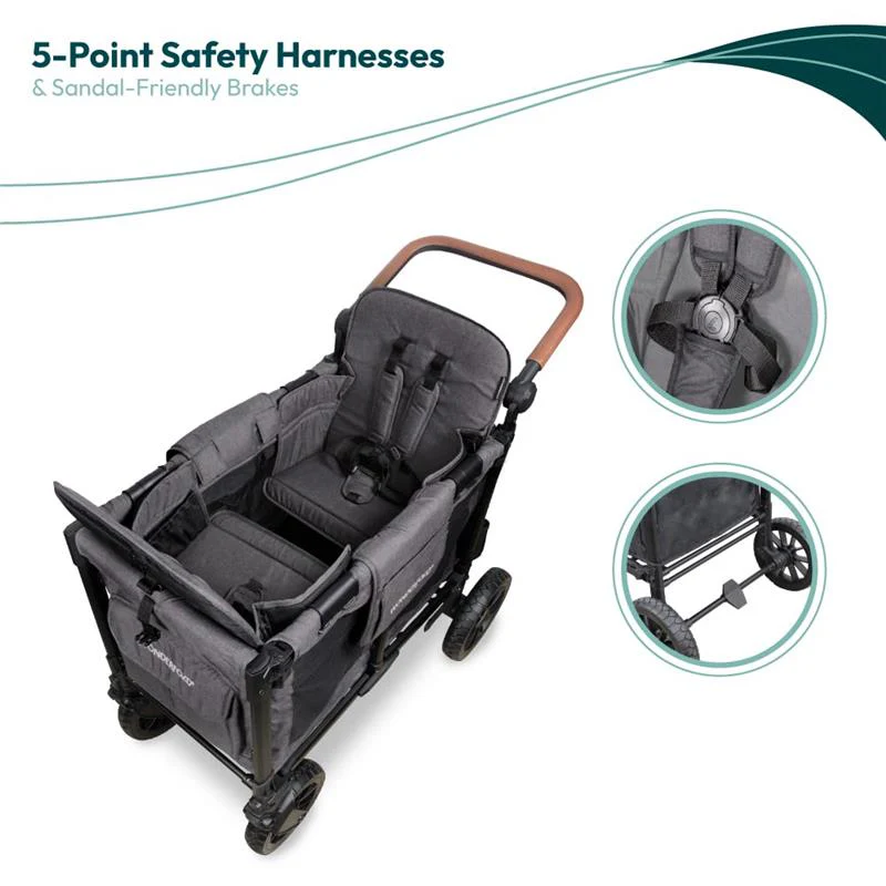 Wonderfold - W2 Luxe Pro Double Stroller For 2 kids, Charcoal Gray - Image 5