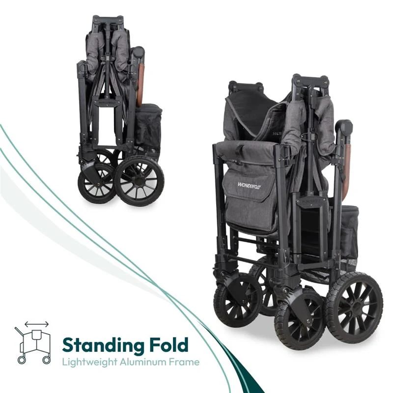 Wonderfold - W2 Luxe Pro Double Stroller For 2 kids, Charcoal Gray - Image 6