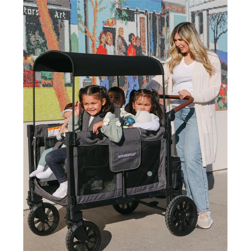 Wonderfold - W4 Luxe Pro Quad Stroller For 4 Kids, Charcoal Gray - Image 4