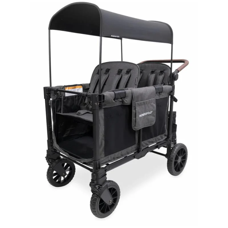 Wonderfold - W4 Luxe Pro Quad Stroller For 4 Kids, Charcoal Gray - Image 7