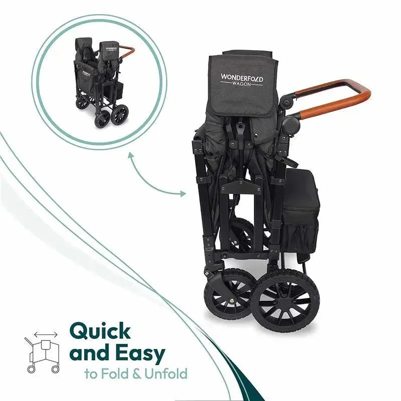 WonderFold - W4 Luxe Quad Stroller Wagon (4 Seater), Volcanic Black - Image 2