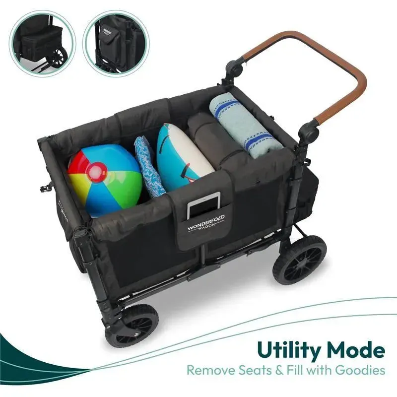 WonderFold - W4 Luxe Quad Stroller Wagon (4 Seater), Volcanic Black - Image 4