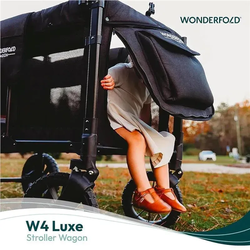 WonderFold - W4 Luxe Quad Stroller Wagon (4 Seater), Volcanic Black - Image 6