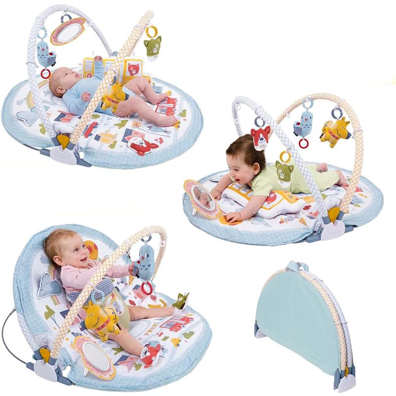 Yookidoo Baby Gym Urban Lay to Sit-Up Playmat, 3-in-1 Newborns Activity Center with Tummy Time Toys