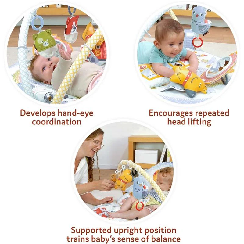 Yookidoo Baby Gym Urban Lay to Sit-Up Playmat, 3-in-1 Newborns Activity Center with Tummy Time Toys - Image 2