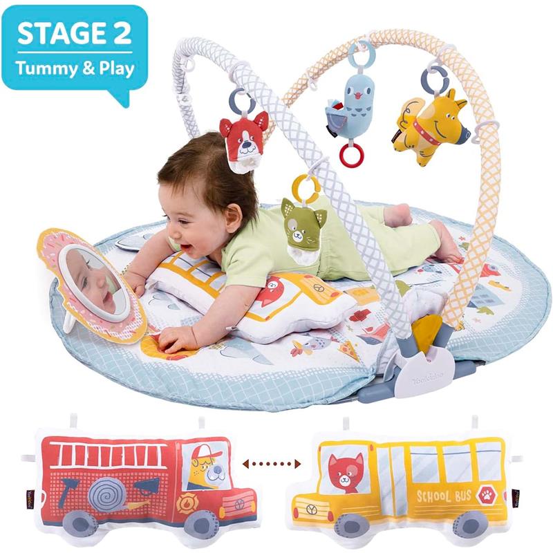 Yookidoo Baby Gym Urban Lay to Sit-Up Playmat, 3-in-1 Newborns Activity Center with Tummy Time Toys - Image 6