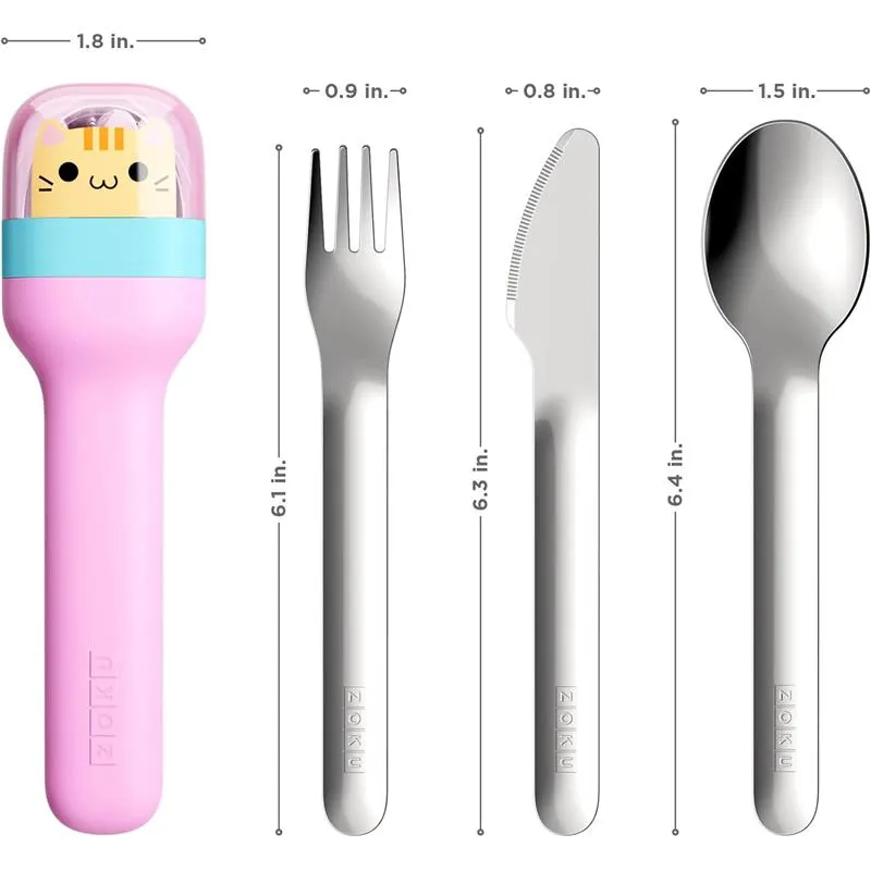 ZOKU - Kids Pocket Utensil Set, Kitty - Image 5