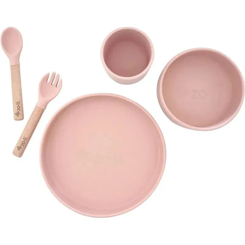 Zoli - 5Pk Silicone Kids Dishware Set, Rose Pink - Image 5