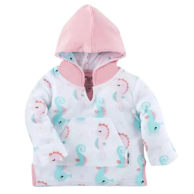 Zoocchini - Baby Girl Terry Swim Coverup Upf50+, Seahorse