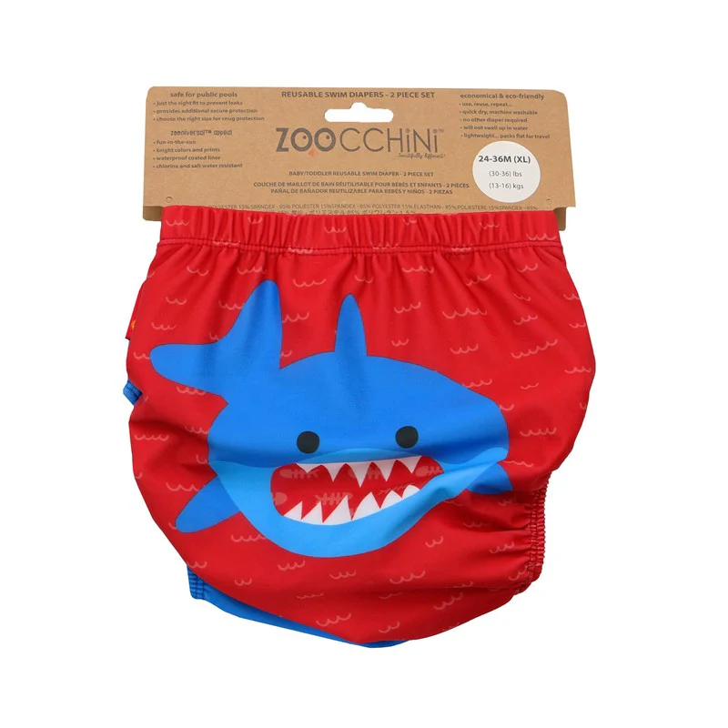 Zoocchini - 2Pk Knit Swim Diaper Set, Shark - Image 4