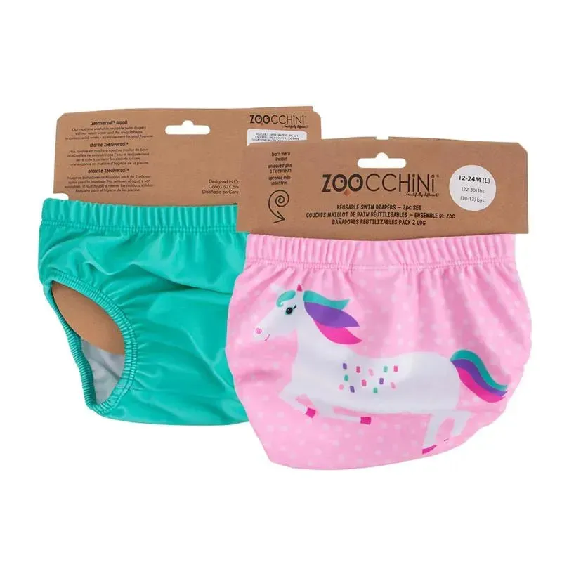 Zoocchini - Knit Swim Diaper, 2 Pc Set, Unicorn, 12-24M