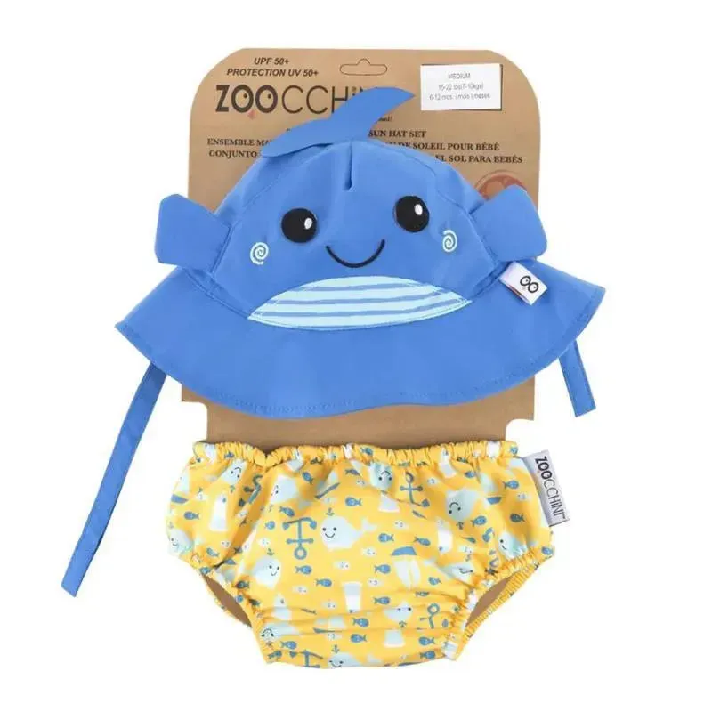 Zoochini - Baby Swim Diaper& Sun Hat Set Willy The Whale - Image 2